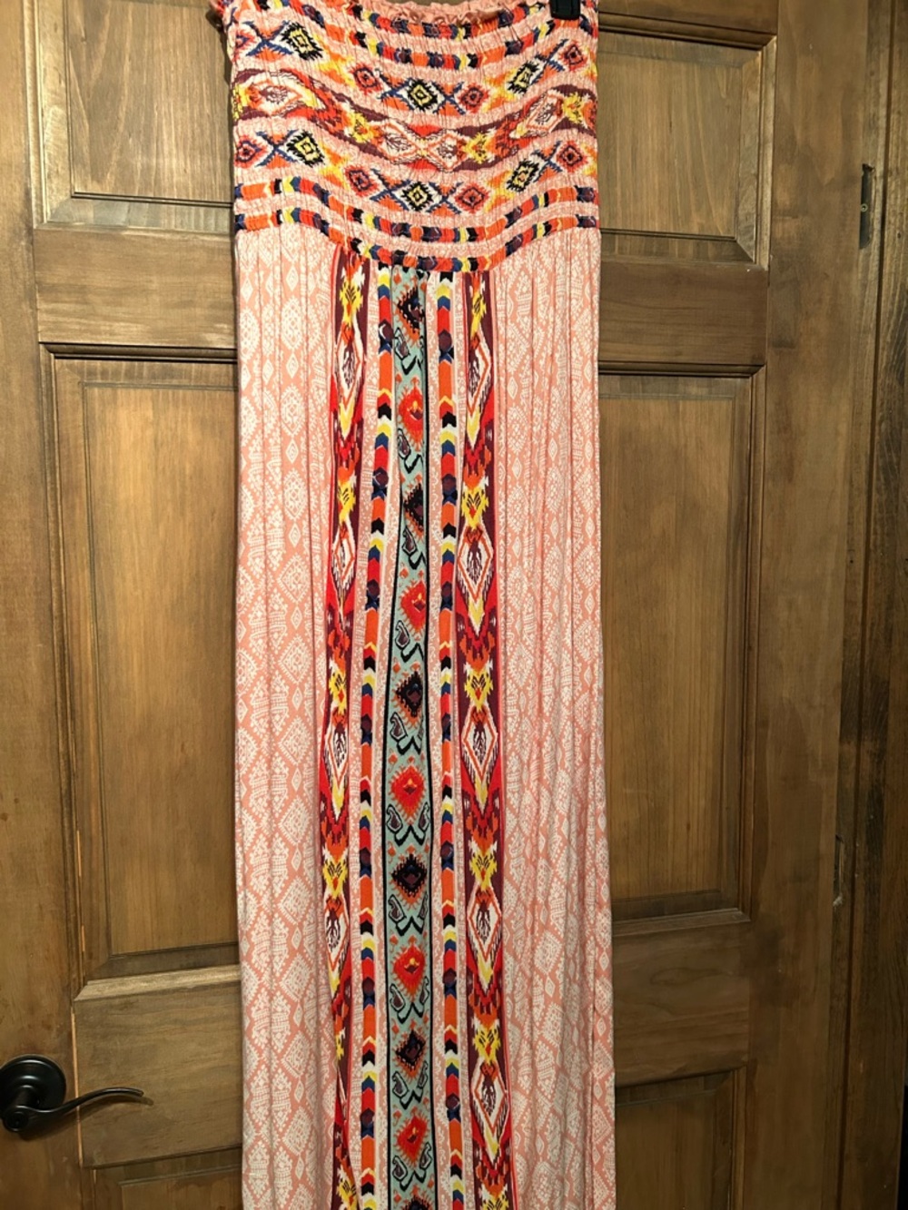 Smocked Boho Pink Printed Maxi Dress